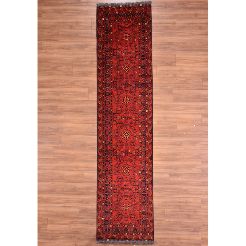 Tapis en laine et coton rouge noué à la main Original