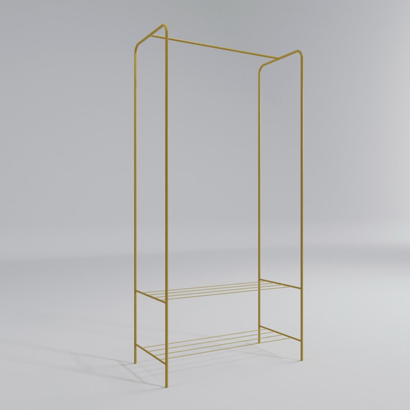 Stylish Gold Metal Wardrobe, 31.5 x 66.9 x 13.8 inches | 100% Metal Construction with Electrostatic Powder Coated Legs | Perfect for Organizing Clothes & Accessories, Durable & Elegant Design