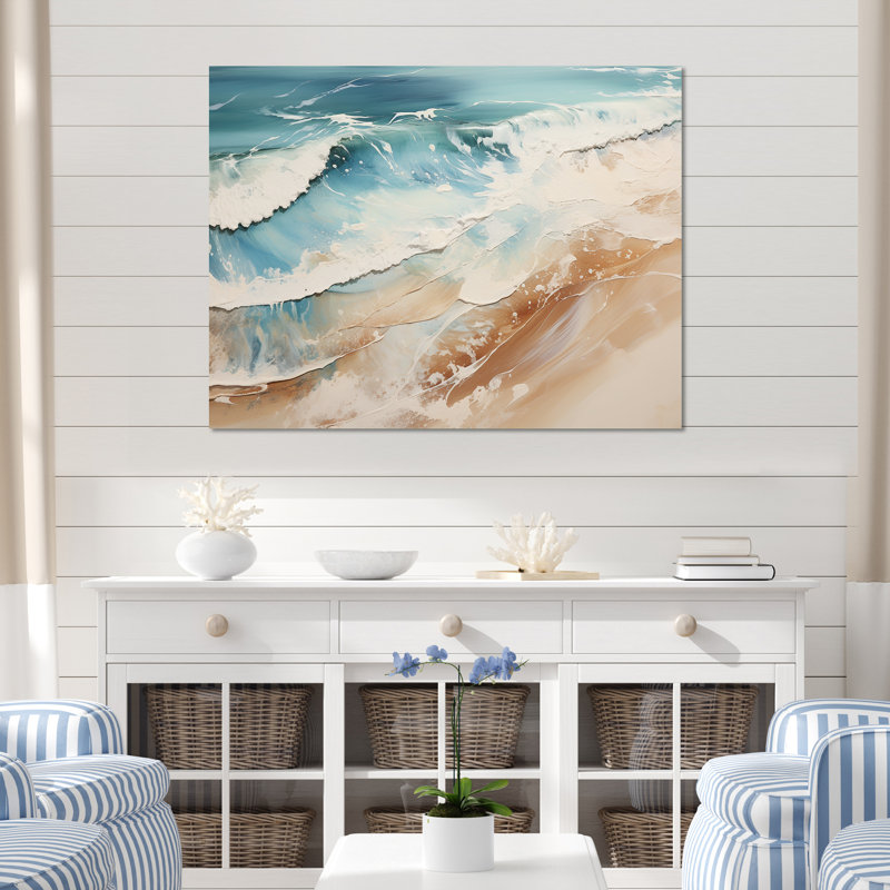 Minimalisme côtier plage fusion - nautique et plage, reproduction d'art sur toile, H 12 po x l 20 po x P 1 po, Toile tendue