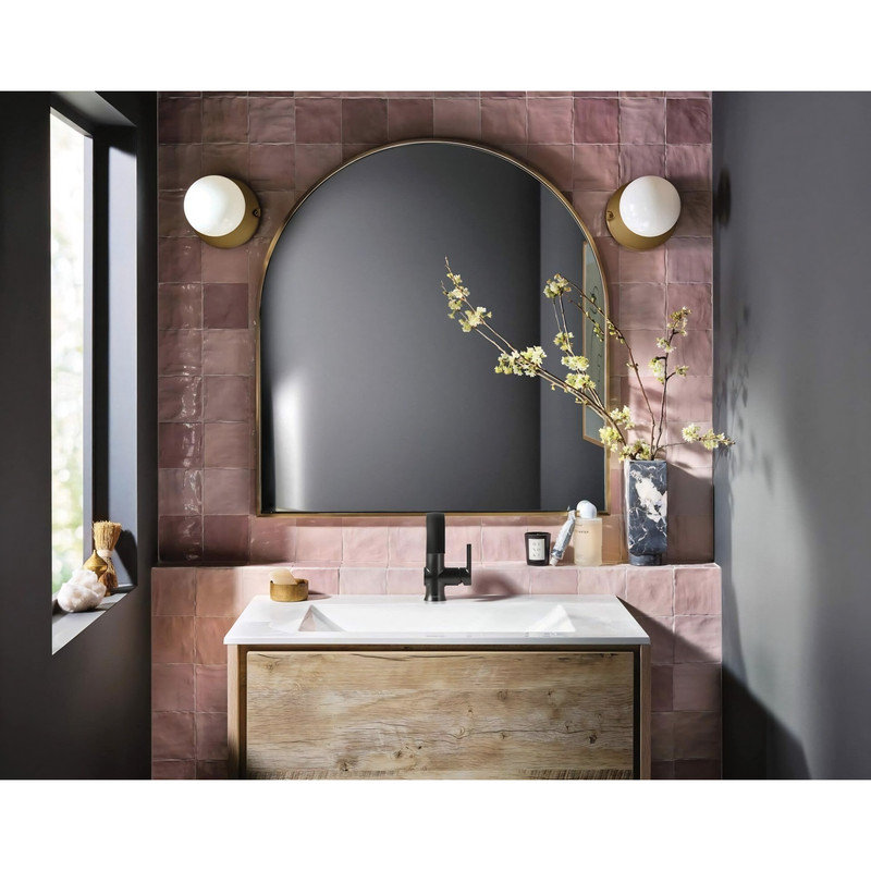 Doux Single Hole Bathroom Faucet with Drain Assembly, Matte Black