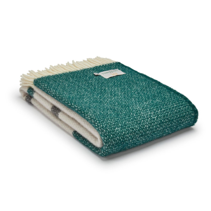 Lifestyle Brecon Throw Plain Weave / Muslin Throw Blanket, Emerald/Charcoal