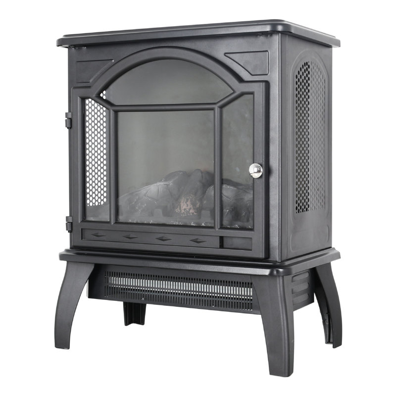 Foyer électrique à quartz infrarouge 18 pouces à flamme 3D - 1 500 W de chaleur, 5 000 / H, portatif, sécuritaire, température de luminosité réglable, télécommande, maintient l'humidité
