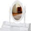 Bureau de meuble-lavabo avec miroir pivotant à 360 °, rangement à 4 tiroirs, finition blanche, tabouret confortable, tiroirs visuels attrayants, structure stable polyvalente rembourrée-1922352005