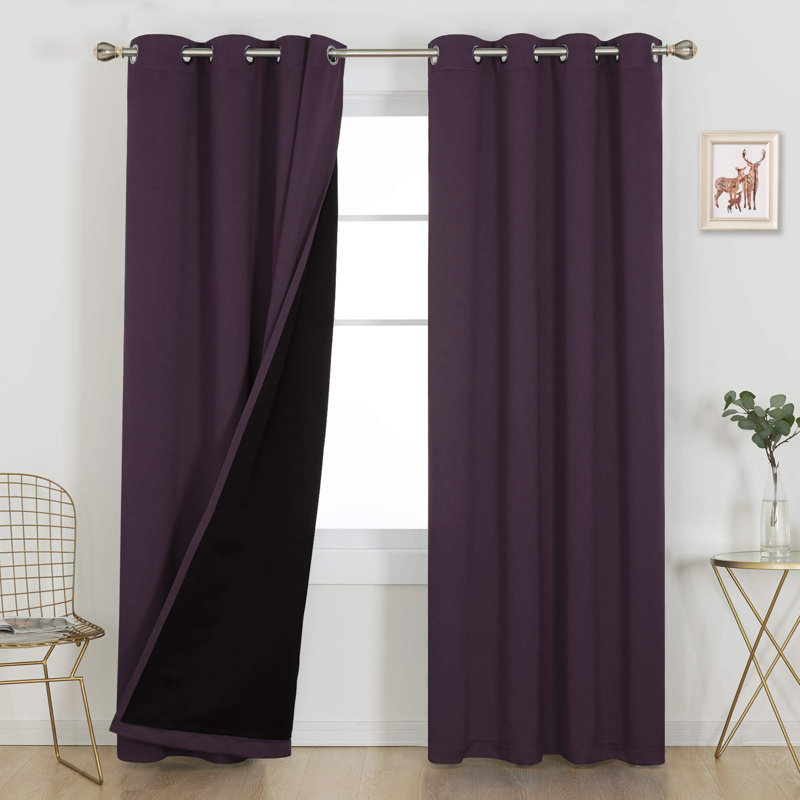 Panneau de rideau 100% occultant avec œillets (ensemble de 4), L 52 po x L 45 po, Gris foncé