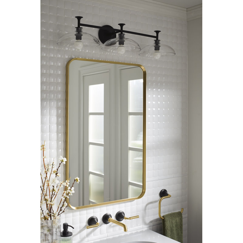 Tone 3 Light Indoor Bathroom Vanity Light Fixture, UL Listed, Polished Chrome/Matte Black