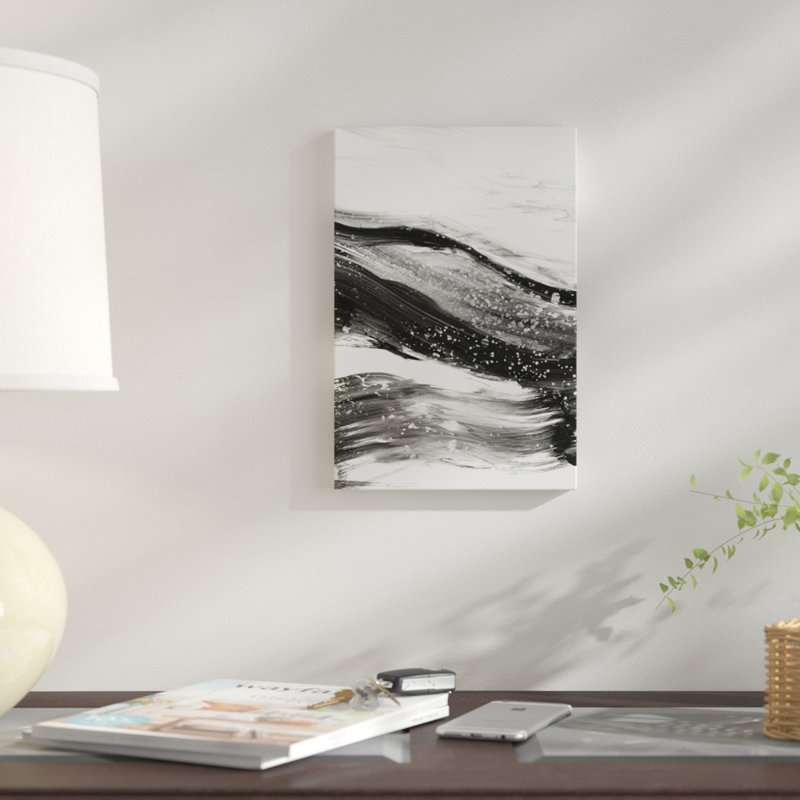 « black ondulations i », reproduction sur toile tendue, H 12 po x l 8 po x P 0,75 po, Toile tendue, Pas de tapis