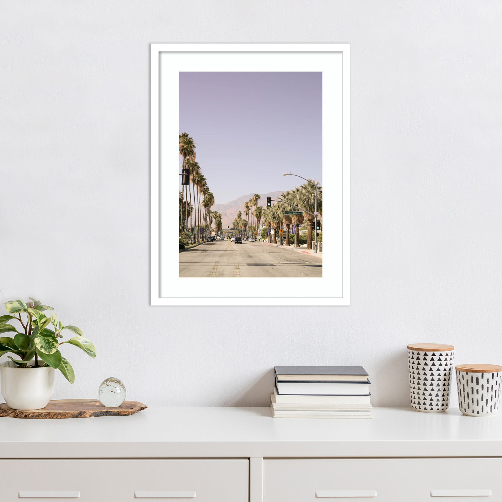 Daisey "Palm Spring Street" Print, White, 25" H x 19" W