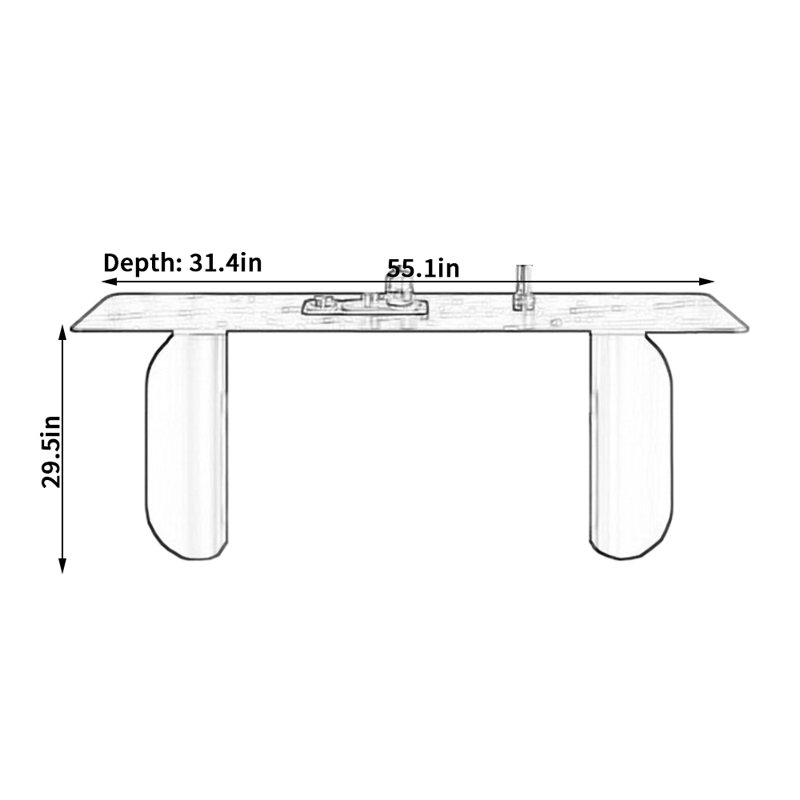 Modern Rectangular Sintered Stone Dining Table, 29.5"H x 55.1"L x 31.4"W 