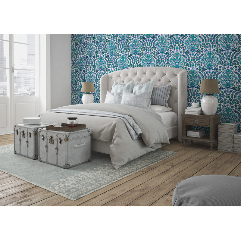 Nomad Ottoman Large 10' L x 24" W Wallpaper Roll, Turquoise, Peel & Stick, Self-adhesive
