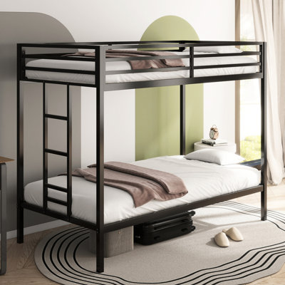 Metal Twin Over Bunk Bed In Black - Space, Noise-, Fits Mattresses, Quick Setup, Reversible , Secure Ideal For And Adults, Assembly Features,