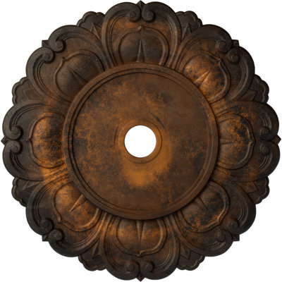 Endurathane Angel Ceiling Medallion, 32 1/4"OD x 3 5/8"ID x 1 1/8"P (Fits Canopies up to 15 3/4"), Hand-Painted Rust Finish