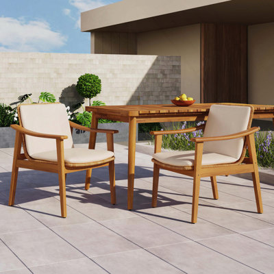 Acacia Wood Wicker Dining Chair Heavy Duty Support