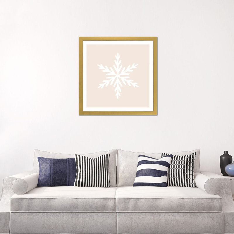 « Snowflake » par Orara studio-reproduction d’art, Papier encadré doré, Blanc, H 24 po x l 24 po x p 1 po