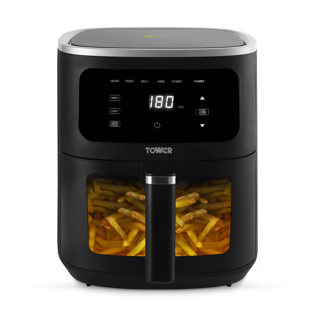 Tower Vortx Vizion 8L Air Fryer with Digital Control Panel, 6 Pre-sets, 60 Minute Timer, Shake Reminder, 1700W, Black, T17176