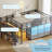 Low Loft Bed with 9 Drawers, Full Size Metal Loft Bed with LED Lights & Under-Bed Hideaway Space, Gray-1545226919-1551526995