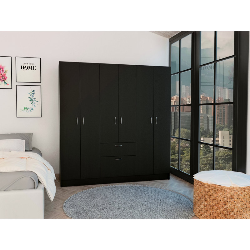 Armoire à six portes, trois armoires, chaussures à tiroirs cachés