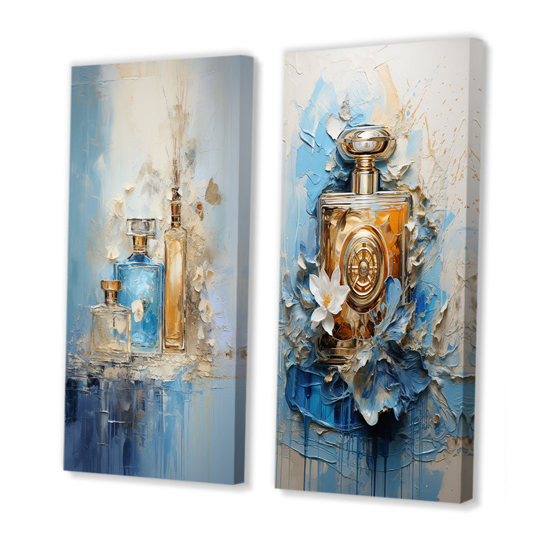 Ensemble de 2 décorations murales Minimalisme - Parfum bleu, Toile tendue, H 28 po x l 25 po