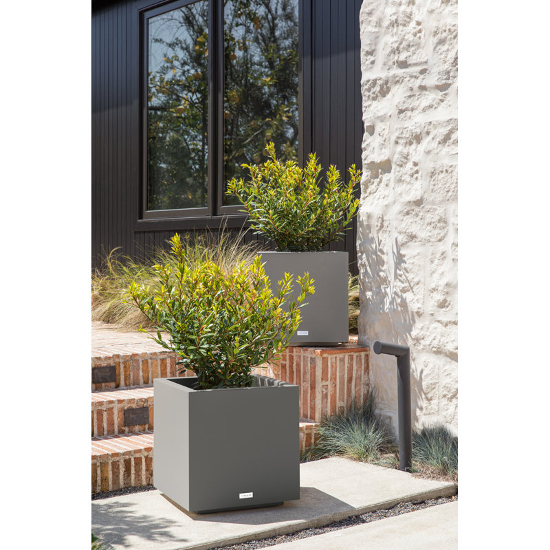 Modern Cube Planter for Outdoor and Indoor Spaces - Gray
