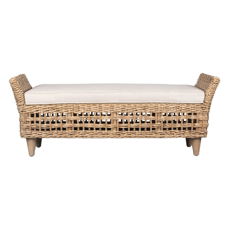 Calne Upholstered Wicker Bench