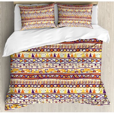 Primitive Mexican Style Ethnic Doodles Triangles Circles Folkloric Geometric Tribal Duvet Cover Set -  Ambesonne, nev_37429_king