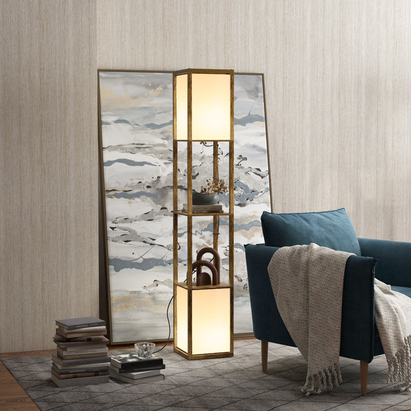 Niks 156cm Column Floor Lamp, Brown