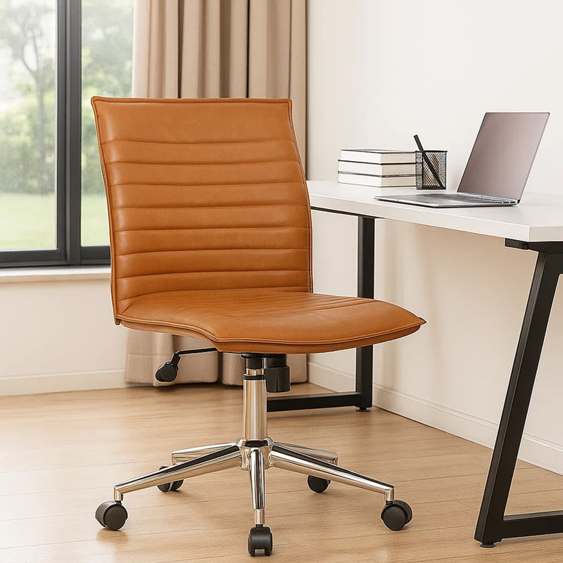 Fauteuil roulant sans accoudoirs de qualité commerciale avec base chromée, brun Hamel, Brun caramel