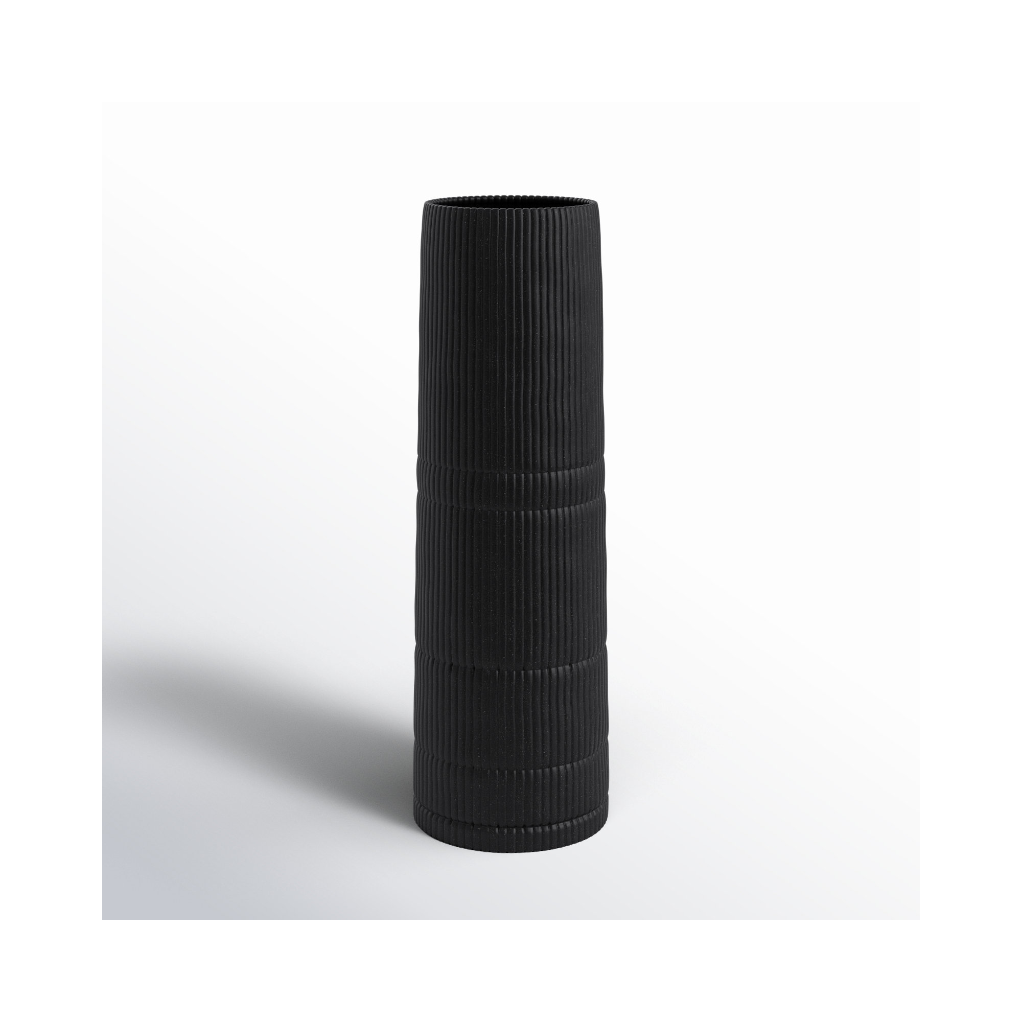 Sagebrook Home Rachael Modern Neutral Ceramic Vase, Home Decor Centerpiece, Timeless Design, 15" H x 5" W x 5" D, Black