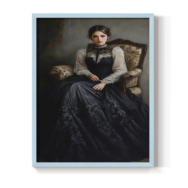 Reproduction encadrée WOMEN Series CCXLVI - bois massif, Bleu, H 30 po x l 24 po