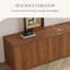 Meuble télé Mid-Century noyer brun 79 po avec rangement, console média rétro pour le salon-1424703546
