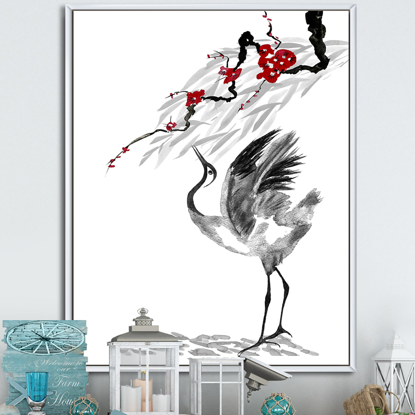 Japanese Crane Bird Drawing Watercolor Ink Illustration Style Sumi Sin  Stock Illustration by ©marinakutukova #220161244