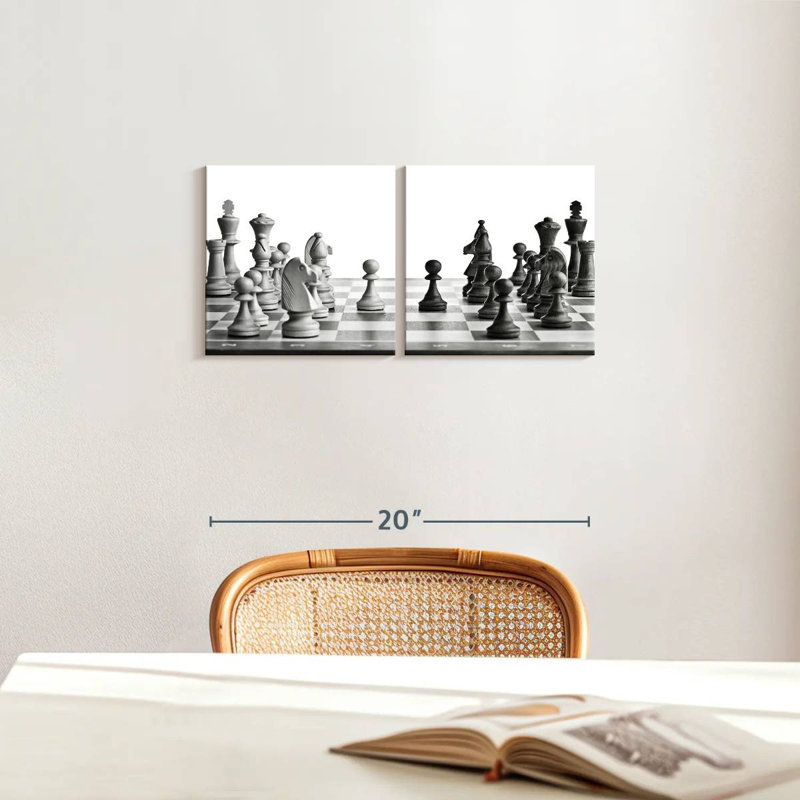 Reproduction d'art sur toile A Game Of Chess, H 10 po x l 21 po x P 1,25 po