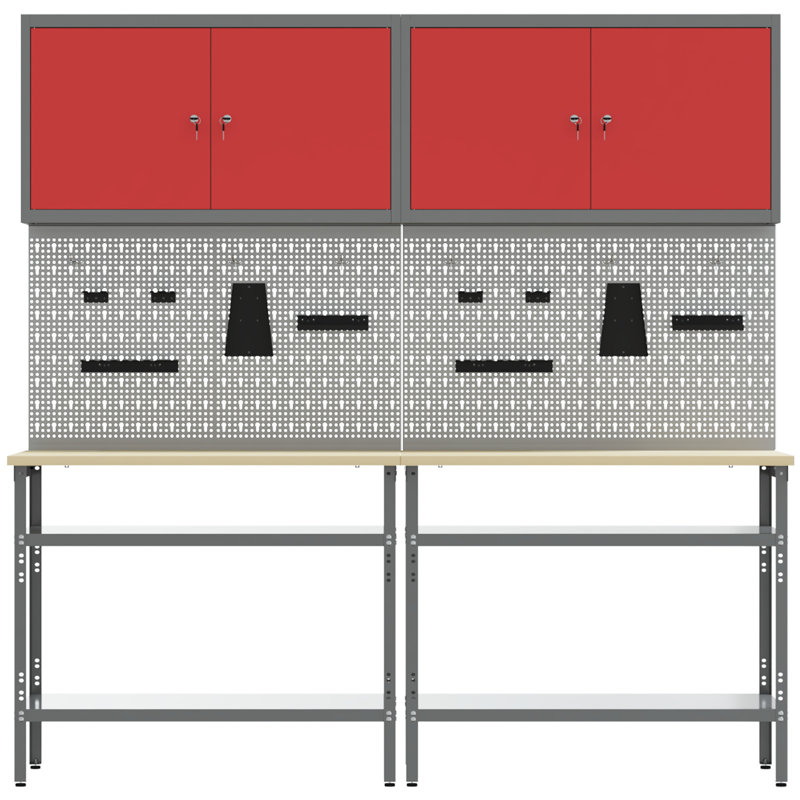 Set Of 6 Steel Medium Storage Tool Organiser, Red