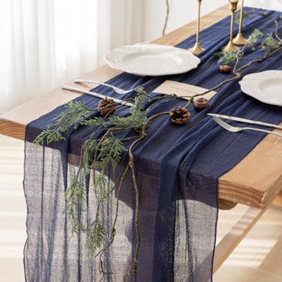 6Pcs Navy Cheesecloth Table Runner 120 Inches for Party Boho Home Décor