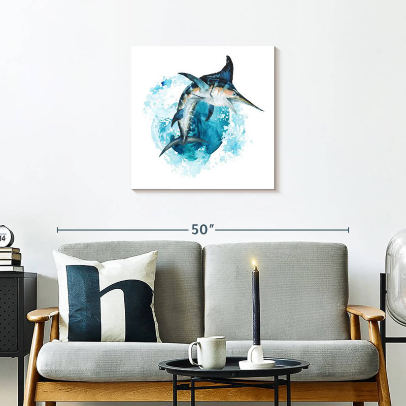 Brampt Blue Marlin Splash, 24" H x 24" W