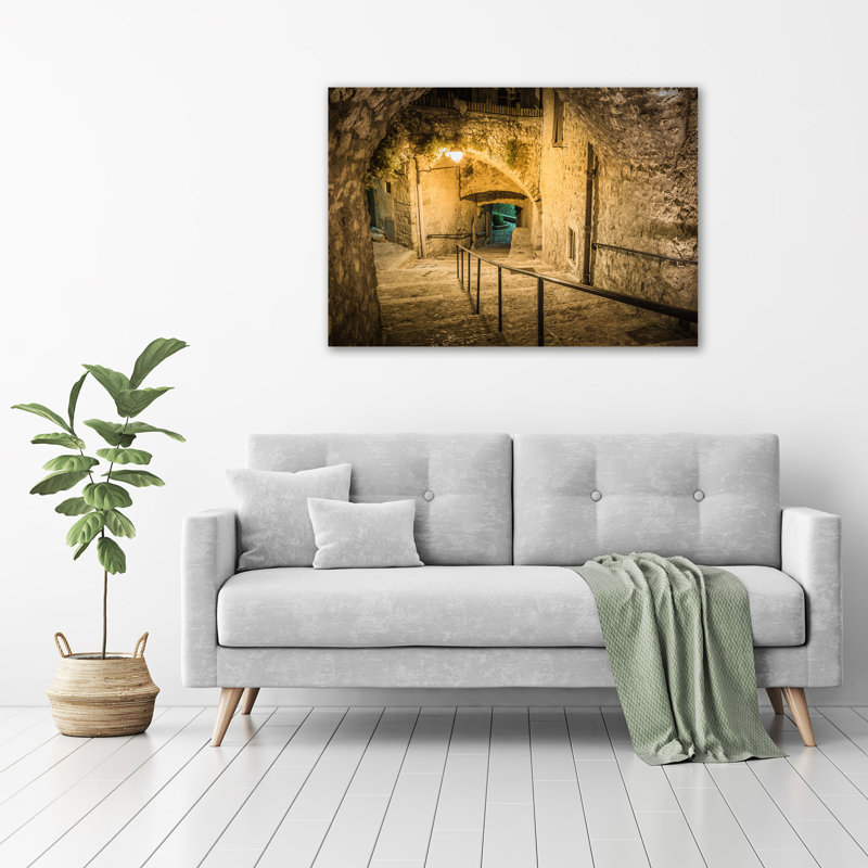 Peille By Night France - Wrapped Canvas Print