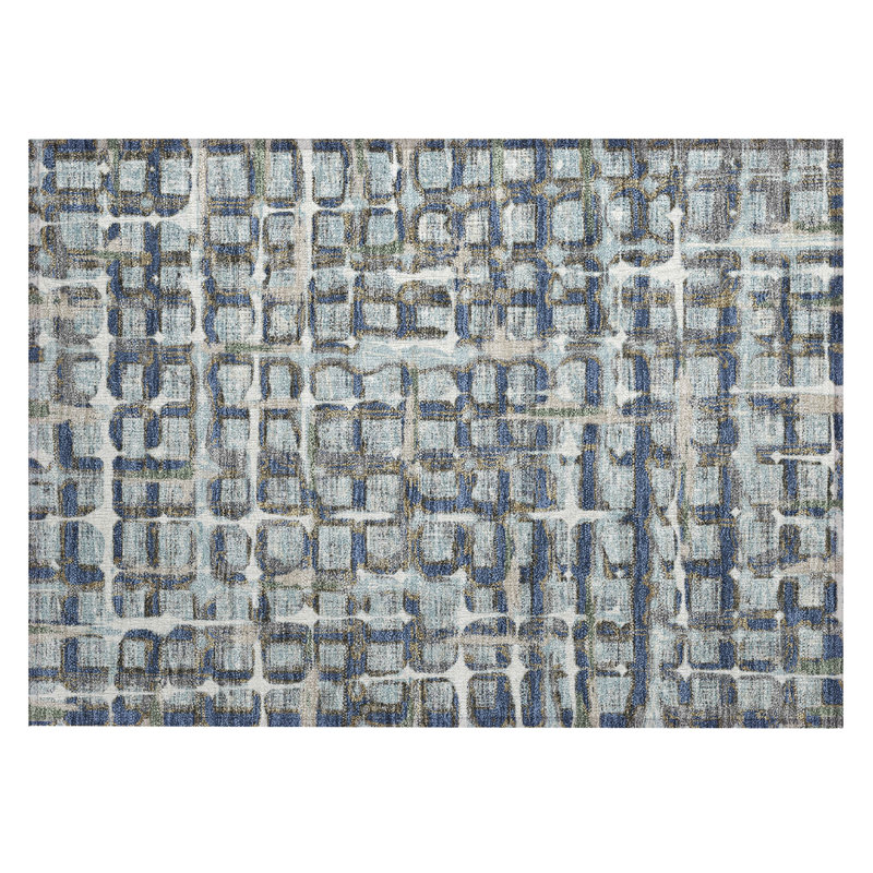 Machine Washable Indoor/Outdoor Chantille ACN2762 Geometric Rug, Spa, 1'8" x 2'6"