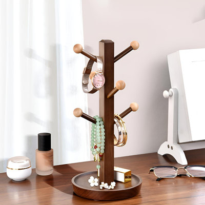 Light Luxury Black Walnut Entrance Storage Space | Creative Inverted Cup Holder | Key Cup Multifunctional Storage Platform