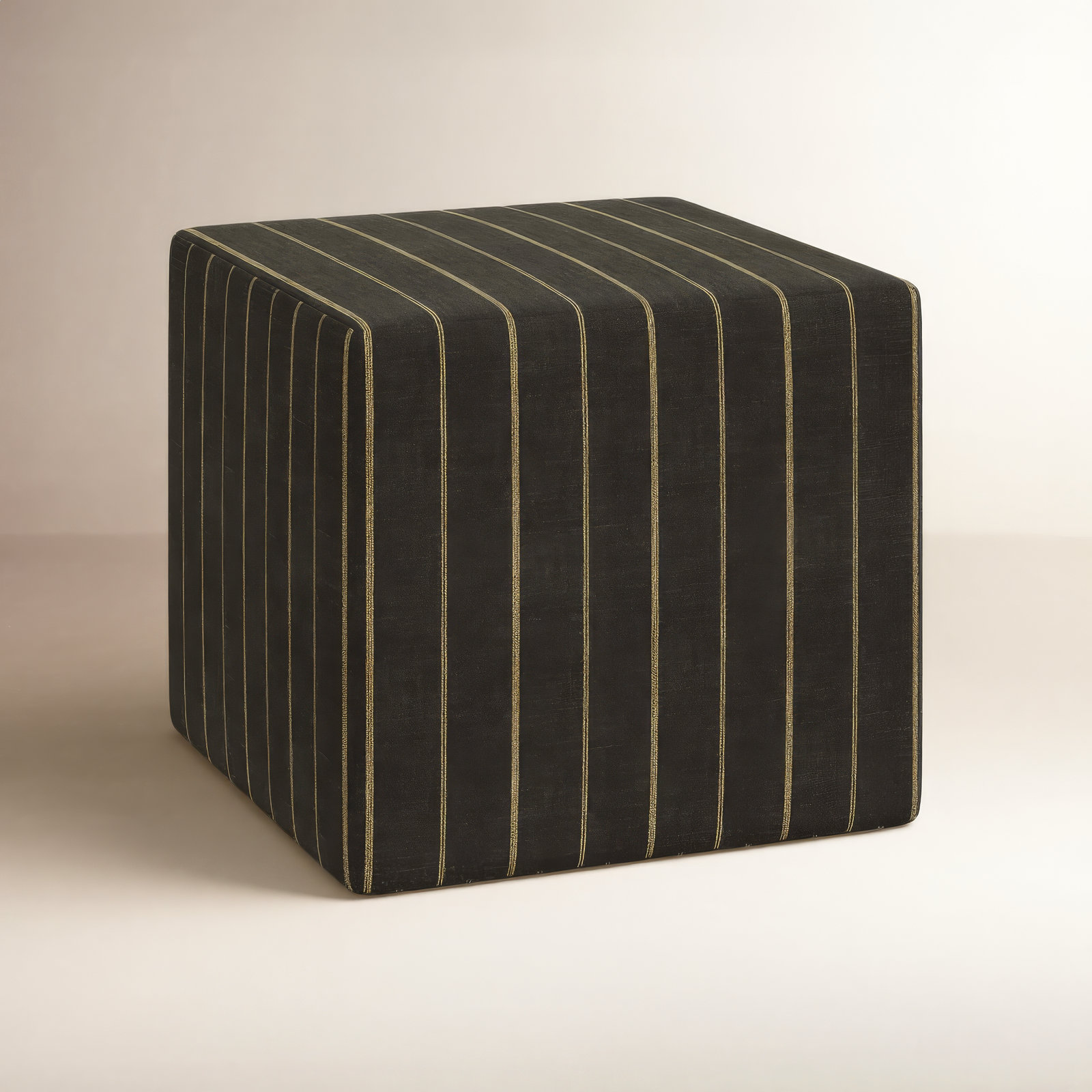 Era Upholstered Ottoman, Fritz Peppercorn Stripe