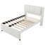 Lit plateforme double en tissu d'ameublement en lin avec lit gigogne-1739313881