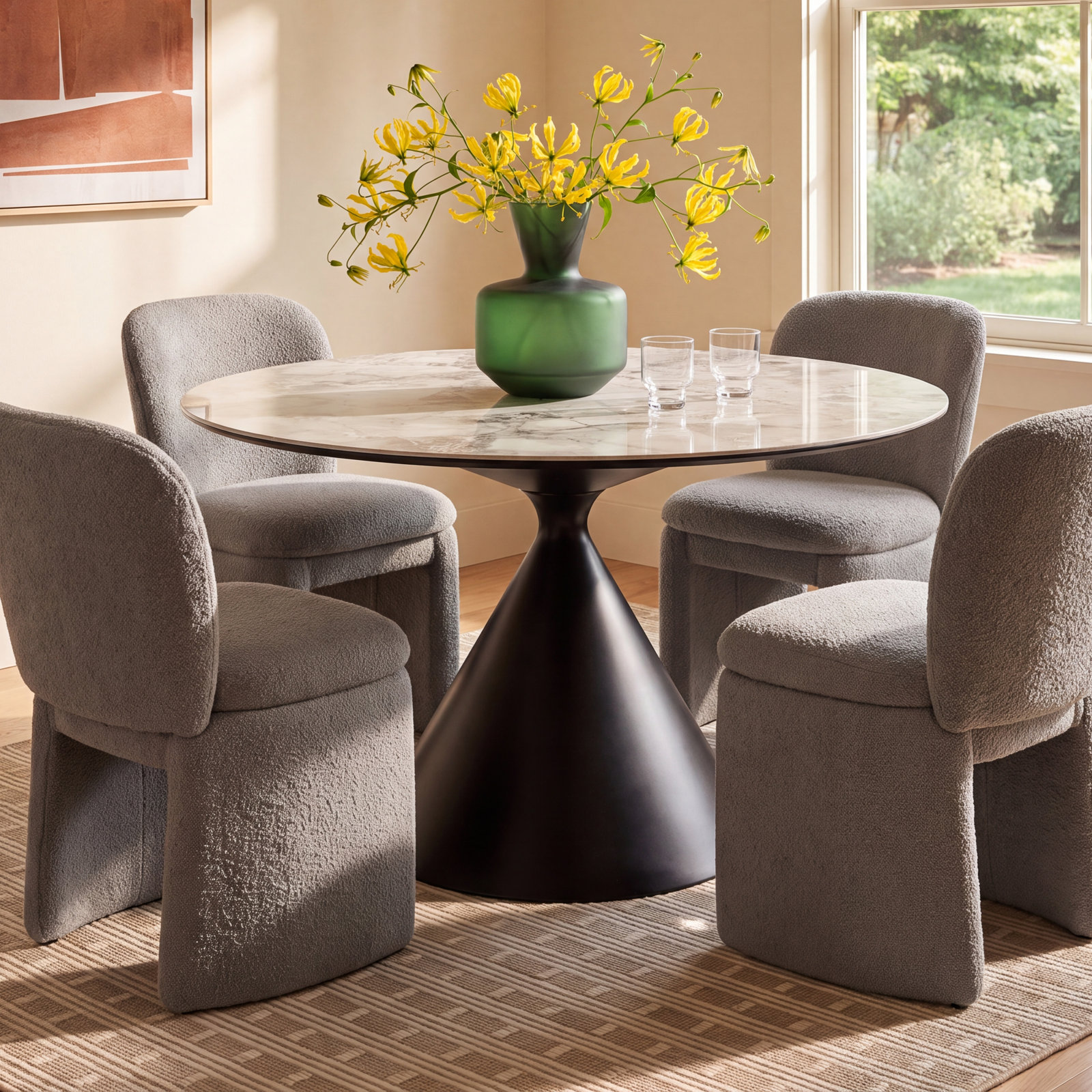 47'' Round Dining Table, Black
