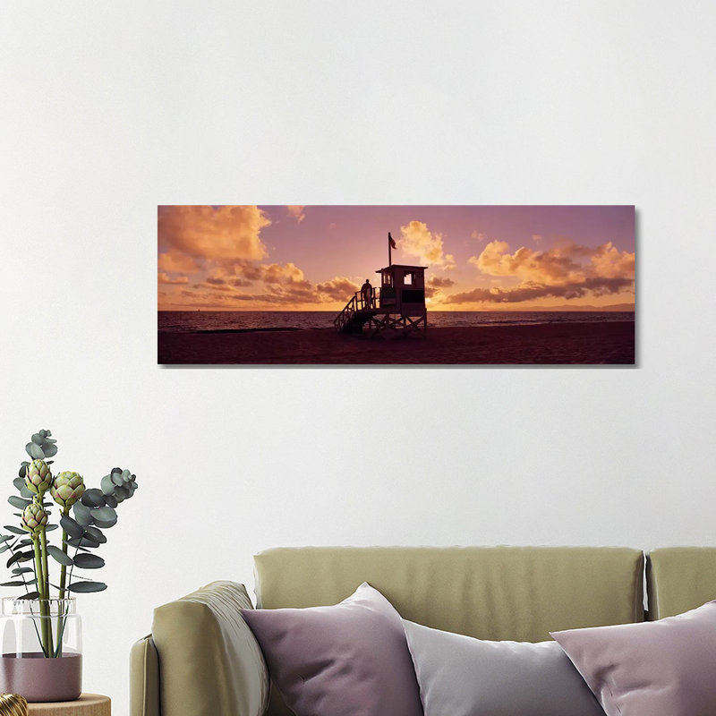Lifeguard Hut on the Beach, 22Nd St. Lifeguard Station, Redondo Beach, Los Angeles County, California, USA 1 Piece Wrapped Canvas Panoramic Wall Art