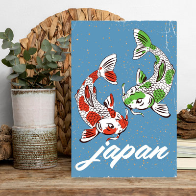 Contemporary Art Retro Traditional Vintage Fish Nature Wildlife Wall Art - Wrapped Canvas Print