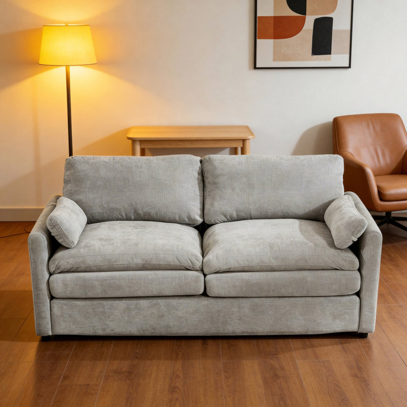 Canapé moderne rembourré 68,1 po Cozy, Gris clair