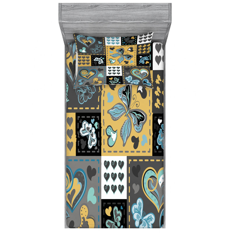 Microfiber Geometric Sheet Set, Twin Sheet Set with Fitted Sheet