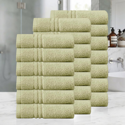 Home Weavers Robbin 500GSM 100% Cotton Zero Twist Super Absorbent Bath Towel Set, 13"x13" (20)(20 Wash Towels), Green