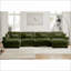 Canapé modulaire moderne convertible en U à 4 places avec repose-pieds, accoudoirs et amp; Coussins | Vert olive | Velours-414436659