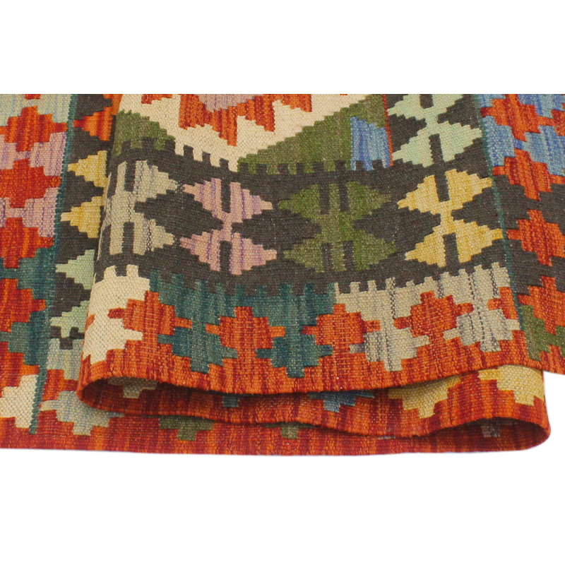 Tapis bleu / rouille en laine noué à la main 6 pi 8 po x 9 pi 8 po Cedorah Southwestern