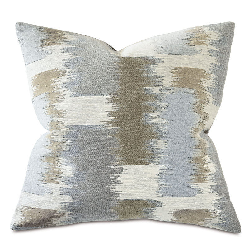 Abstract Cotton Blend Reversible Throw Pillow, Taupe