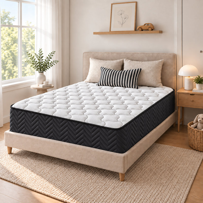 14" Hybrid Mattress-Gel Memory Foam & Pocketed Coils, Medium-Firm, Fiberglass-Free, 14, Queen
