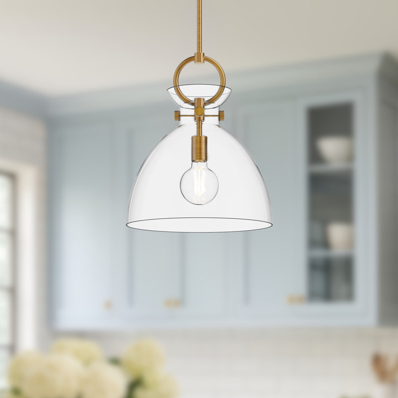 Tinka 1 - Light Single Pendant, Aged Gold, 17.13" H x 14" W x 14" D, Clear